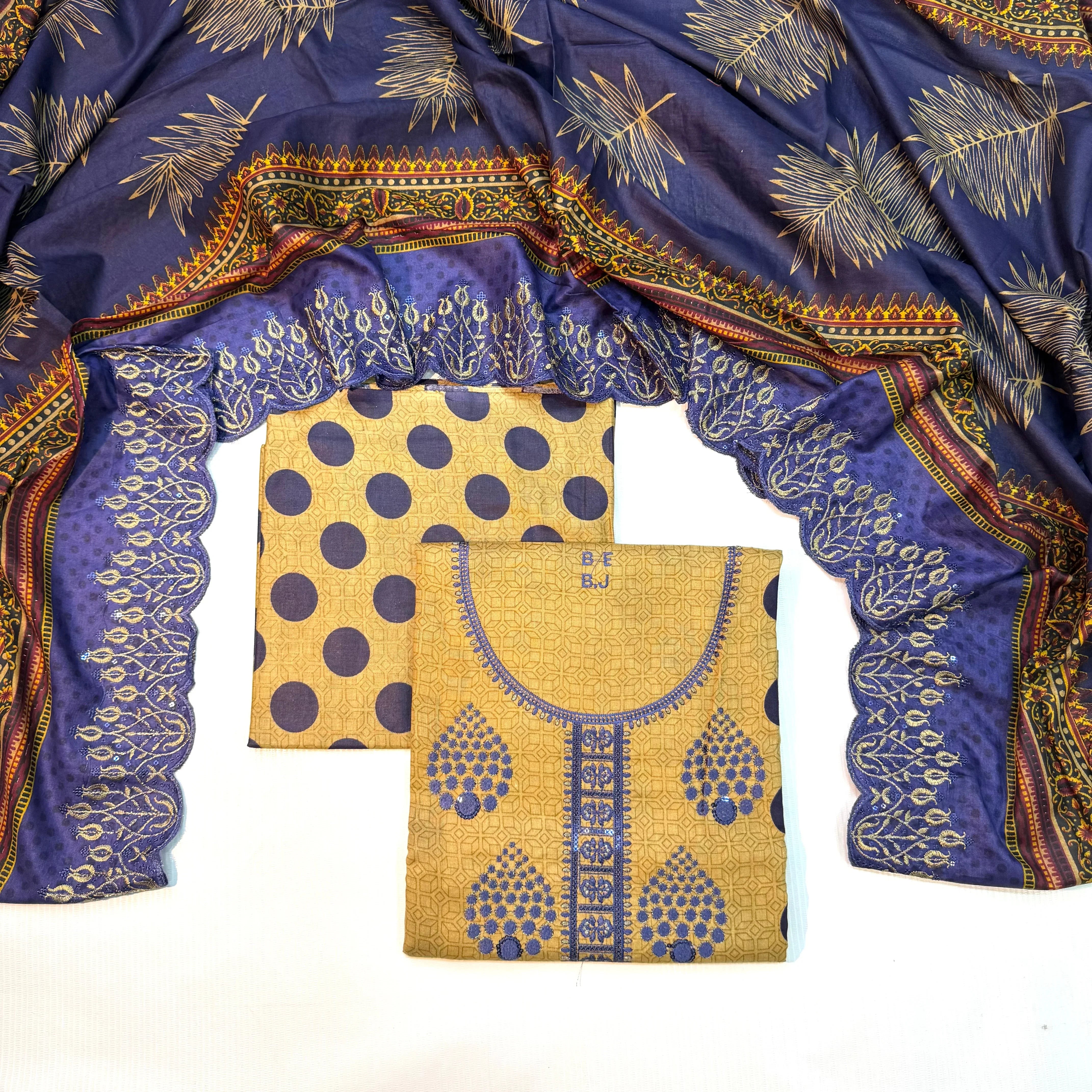 Bin Saeed Printed Embroidered 3PC Memon Clothes